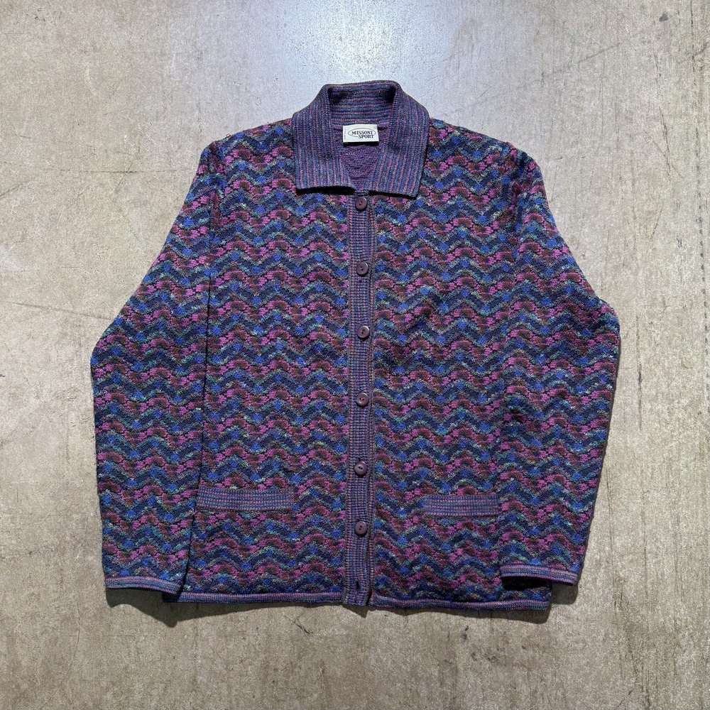 Vintage Missoni Sport Sweater Womens Medium Multicolor Button Cardigan Italy